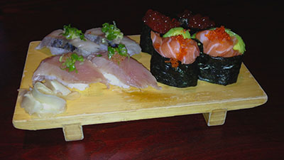 wood sushi plate